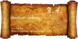 Nadler Adony névjegykártya